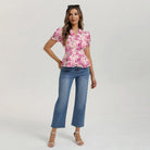 belle poque Floral Tops for Women Vacation Blouses Henley V Neck Shirts Peplum Tops