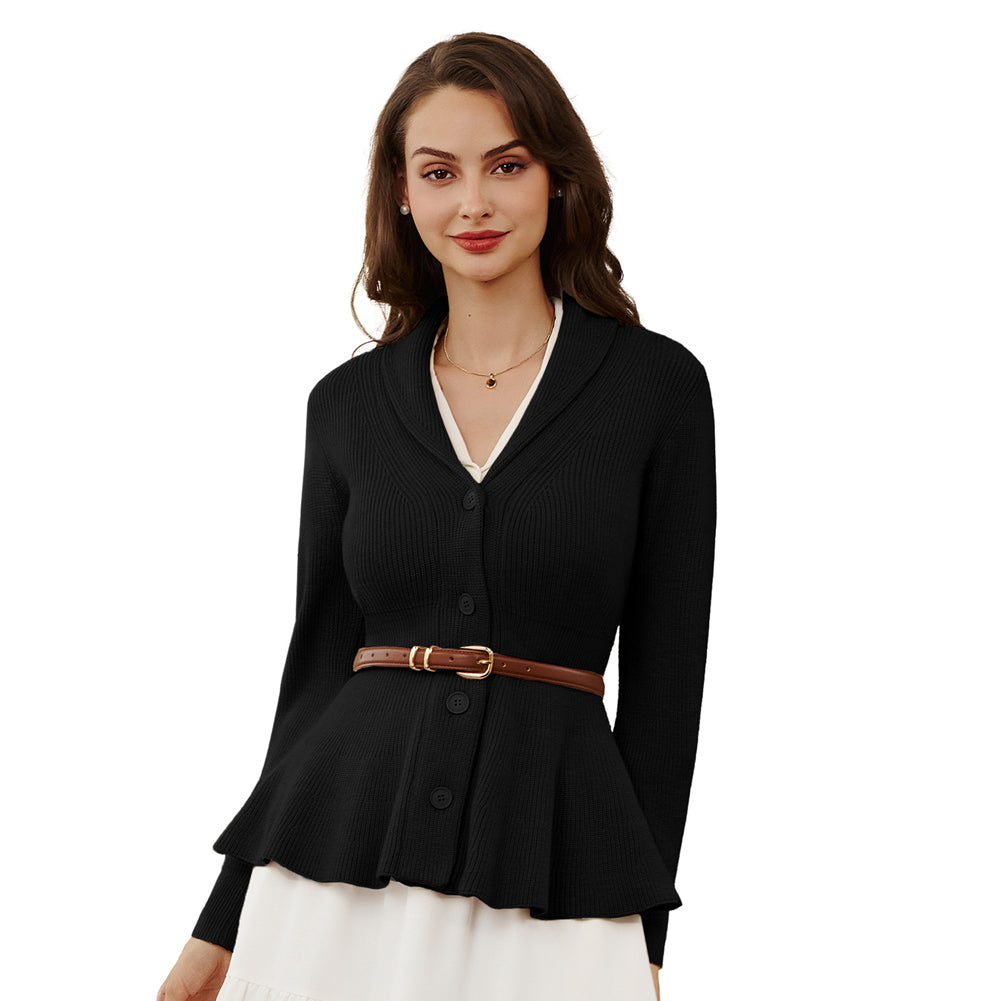 belle poque Vintage Cardigan Sweater Shawl Lapel Button Down Sweater Outwear Coat