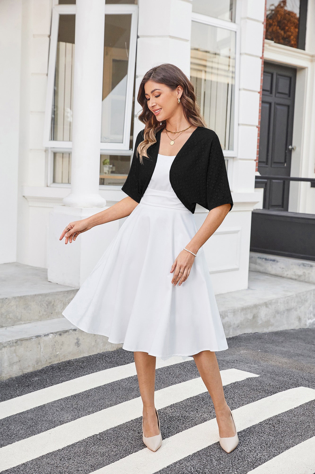 belle poque Vintage Open Front Bolero Shrug Batwing Short Sleeve