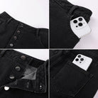 belle poque 1980s Vintage Jean Skirts for Women Front Slit Midi Work Skirt with Pockets