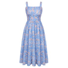 belle poque 2026 Vacation Floral Dress for Women Sundress Midi Flowy Beach Dresses Blue