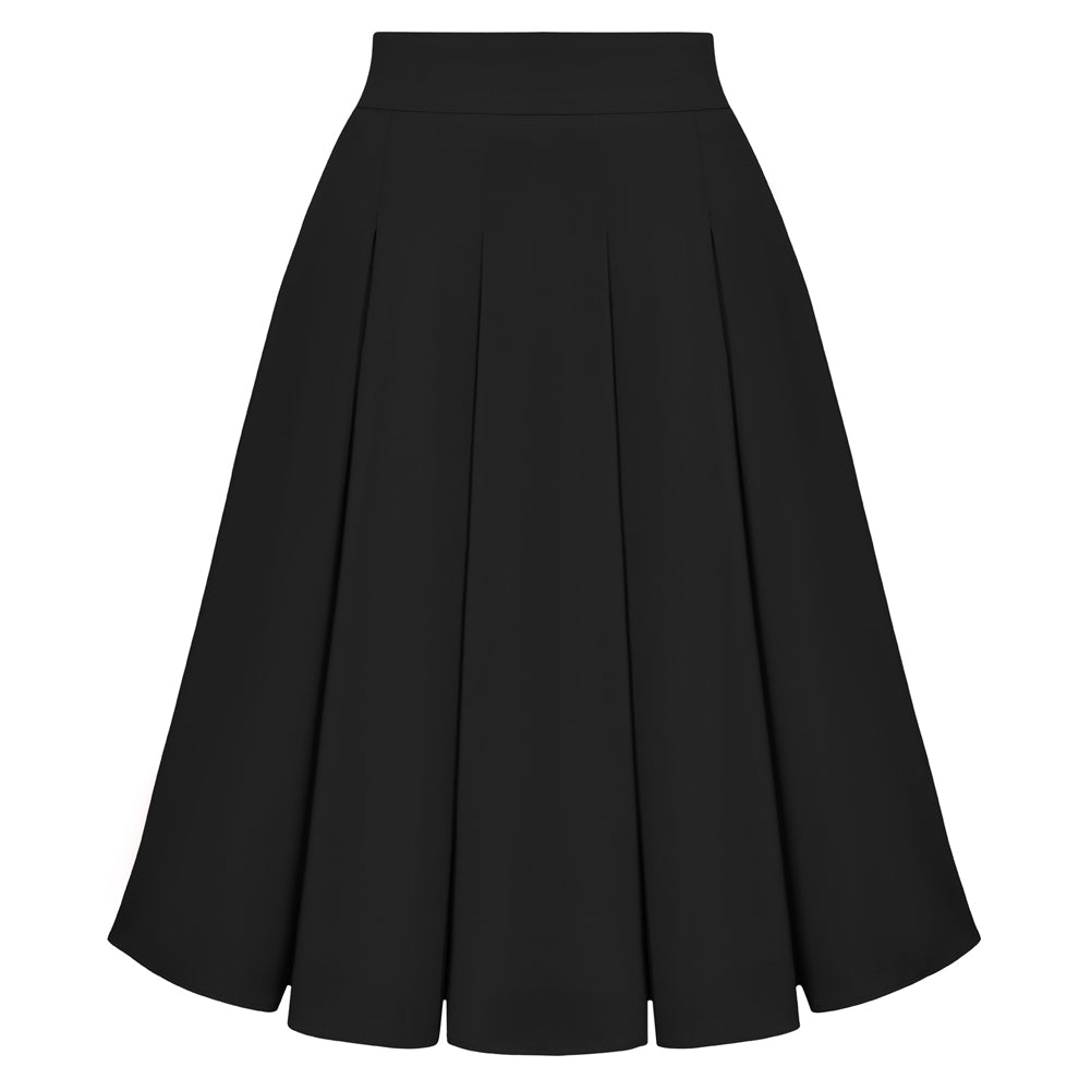 belle poque 2026 Women Spring Vintage Chiffon Skirt Below Knee Flared A-Line Skirt Black