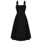 belle poque Women's Midi Dress Semi Formal Elegant Dress for Cocktail Party with Pockets Black