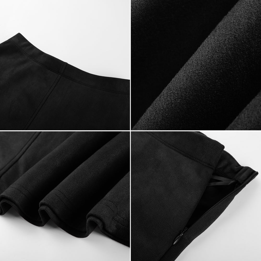 belle poque 1980s Vintage Women's Suede Skirts High Waist A Line Business Work Midi Skirt