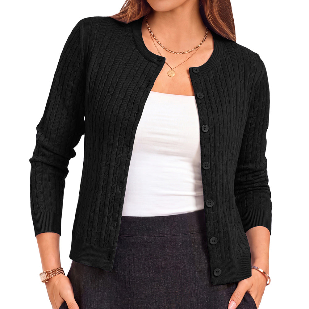 belle poque Belle Poque Women Fall Cardigan Sweater Button Up Cropped Cardigan Lightweight Crew Neck Sweater 2026