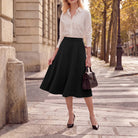 belle poque 1980s Vintage A-Line Midi Skirt Work Business Skirts with Pockets