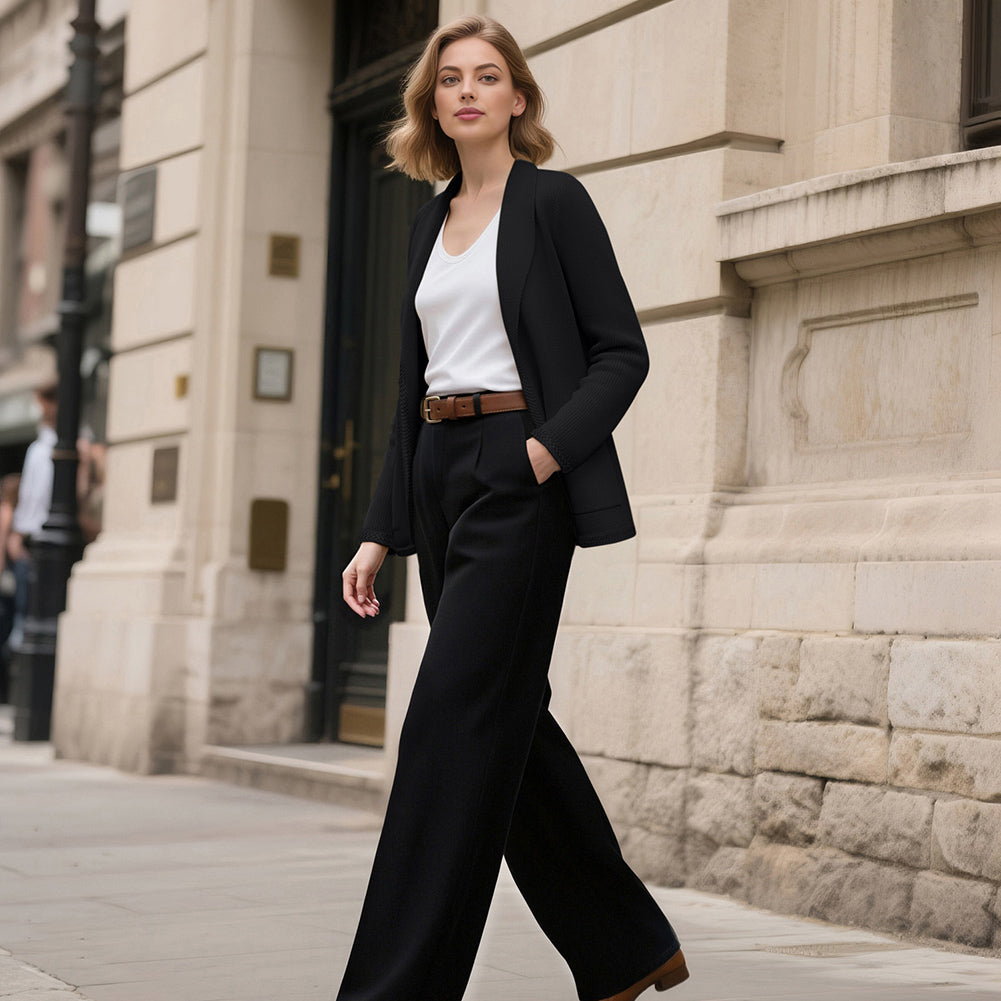 belle poque Vintage Cardigan Sweater Blazer V Neck Shawl Lapel Collar with Pockets