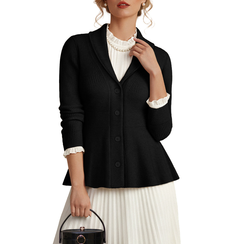 belle poque Vintage Cardigan Sweater Shawl Lapel Button Down Sweater Outwear Coat