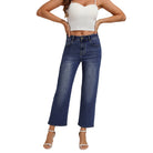 belle poque Women Wide Leg Jeans Mid Rise Straight Leg Ankle Jeans with Pockets