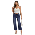belle poque Women Wide Leg Jeans Mid Rise Straight Leg Ankle Jeans with Pockets