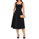 belle poque Women's Midi Dress Semi Formal Elegant Dress for Cocktail Party with Pockets