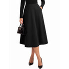 belle poque 1980s Vintage A-Line Midi Skirt Work Business Skirts with Pockets