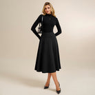 belle poque 1980s Vintage A-Line Midi Skirt Work Business Skirts with Pockets