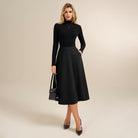 belle poque 1980s Vintage A-Line Midi Skirt Work Business Skirts with Pockets