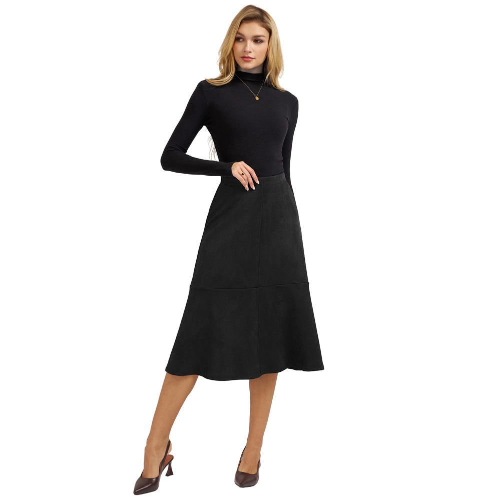 belle poque 1980s Vintage Women's Suede Skirts High Waist A Line Business Work Midi Skirt