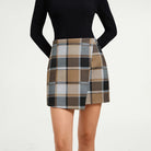 belle poque 1980s Vintage Women's Plaid Skirt Fall Mini Skirt for Outgoing