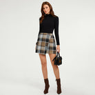 belle poque 1980s Vintage Women's Plaid Skirt Fall Mini Skirt for Outgoing