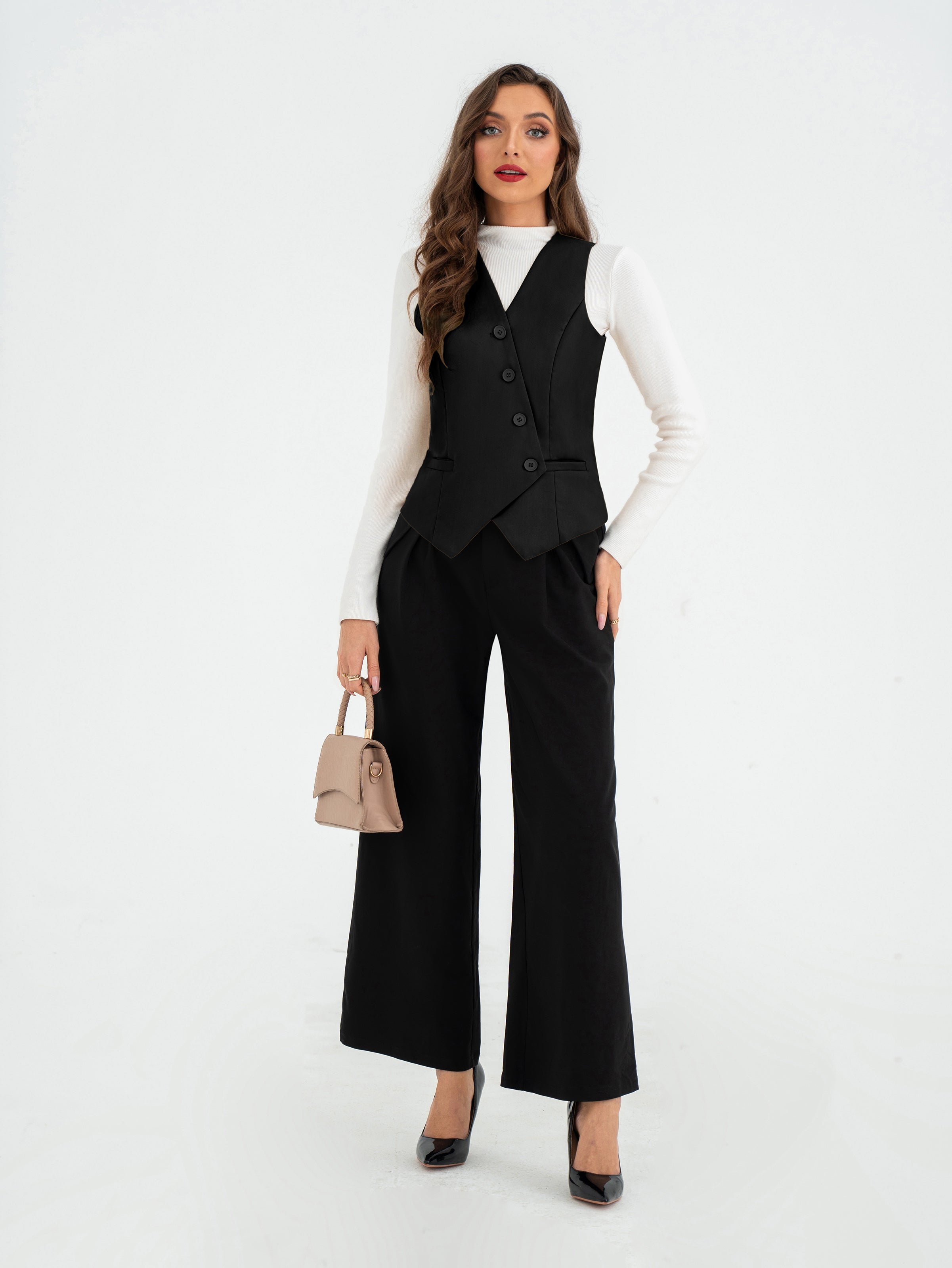 belle poque Vintage Oblique Placket Vest Coat V-Neck Handkerchief Hem Waistcoat