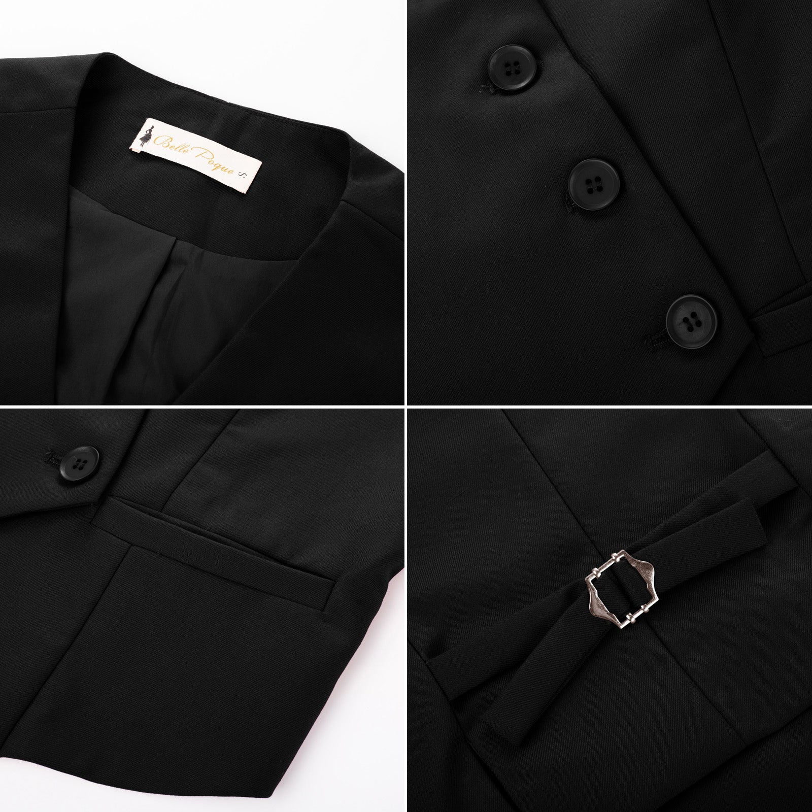 belle poque Vintage Oblique Placket Vest Coat V-Neck Handkerchief Hem Waistcoat