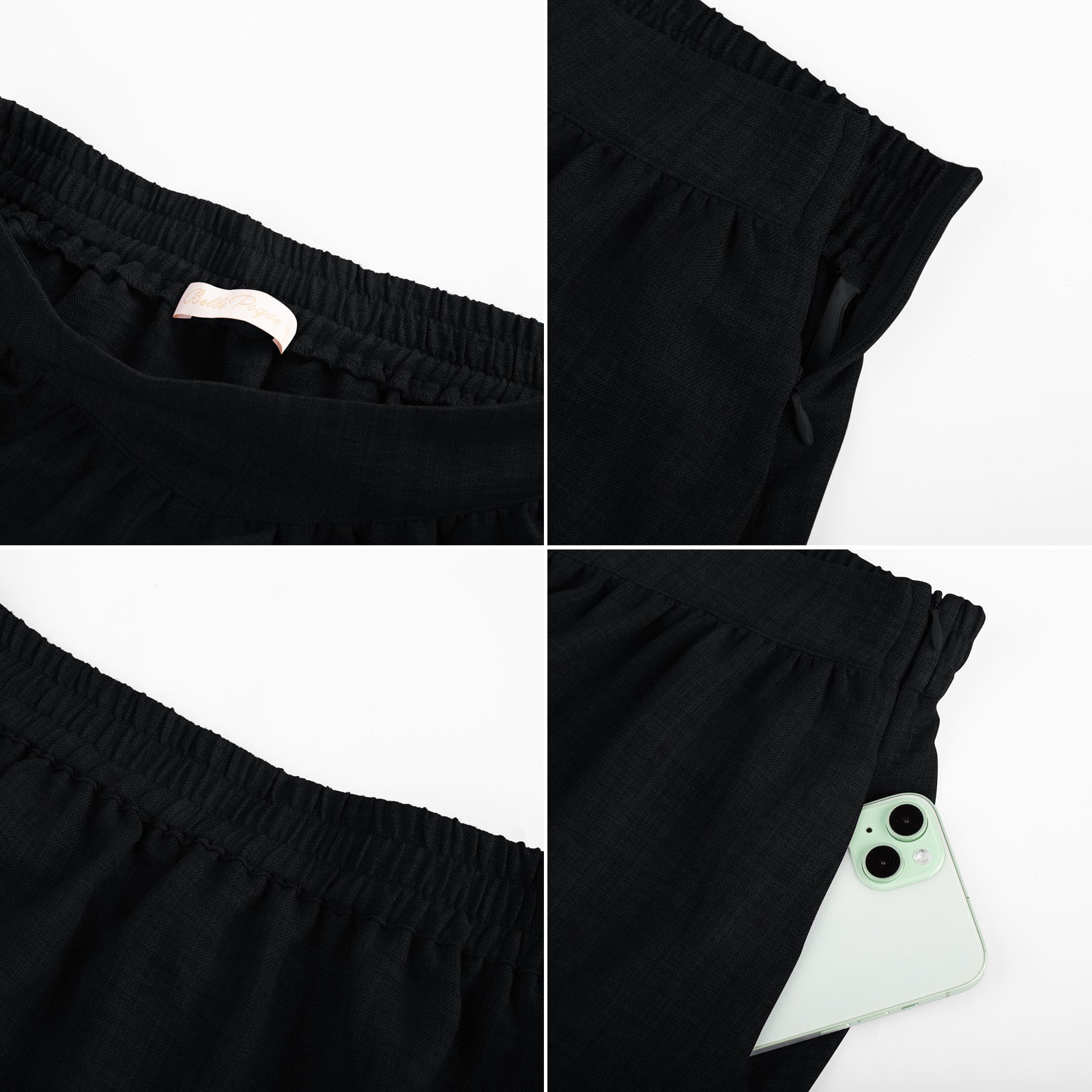 belle poque BP Women Vintage 2-Layer Swing Skirt Elastic High Waist Maxi Skirt