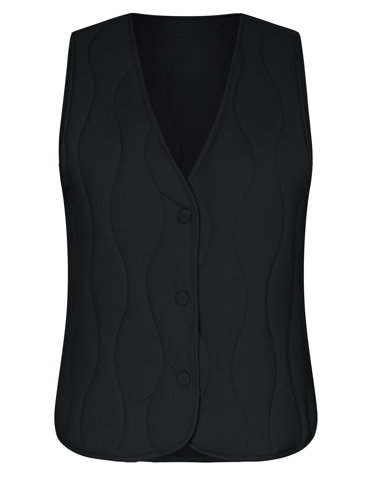 belle poque Vintage Padded Vest Sleeveless V-Neck Single Breasted Warm Vest Coat Black