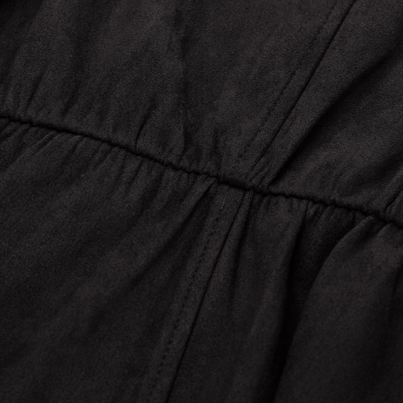 belle poque Vintage Faux Suede Dress Sleeveless V-Neck Elastic Waist A-Line Dress