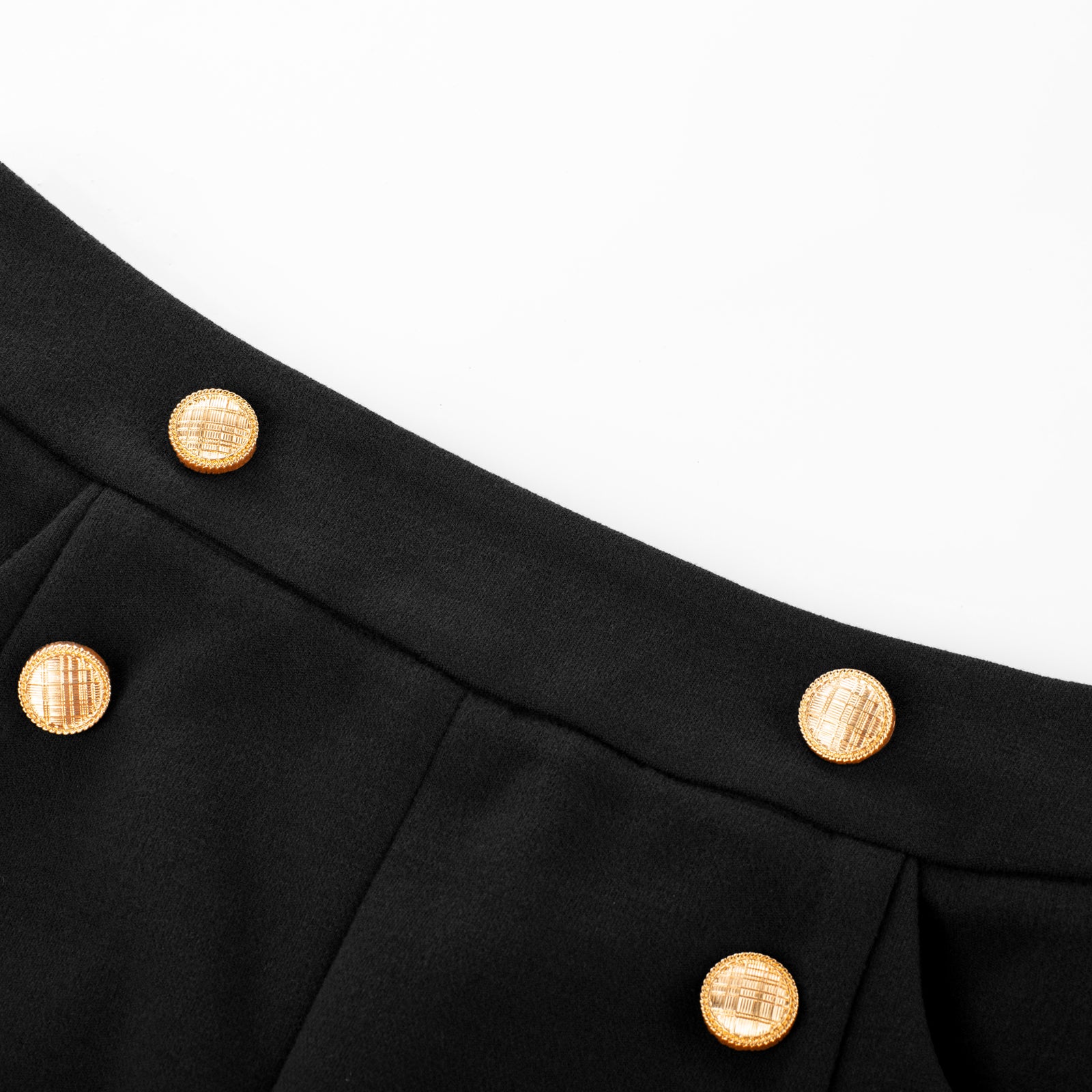 belle poque Vintage Front Slit Skirt Elastic Waist Button Decorated A-Line Skirt