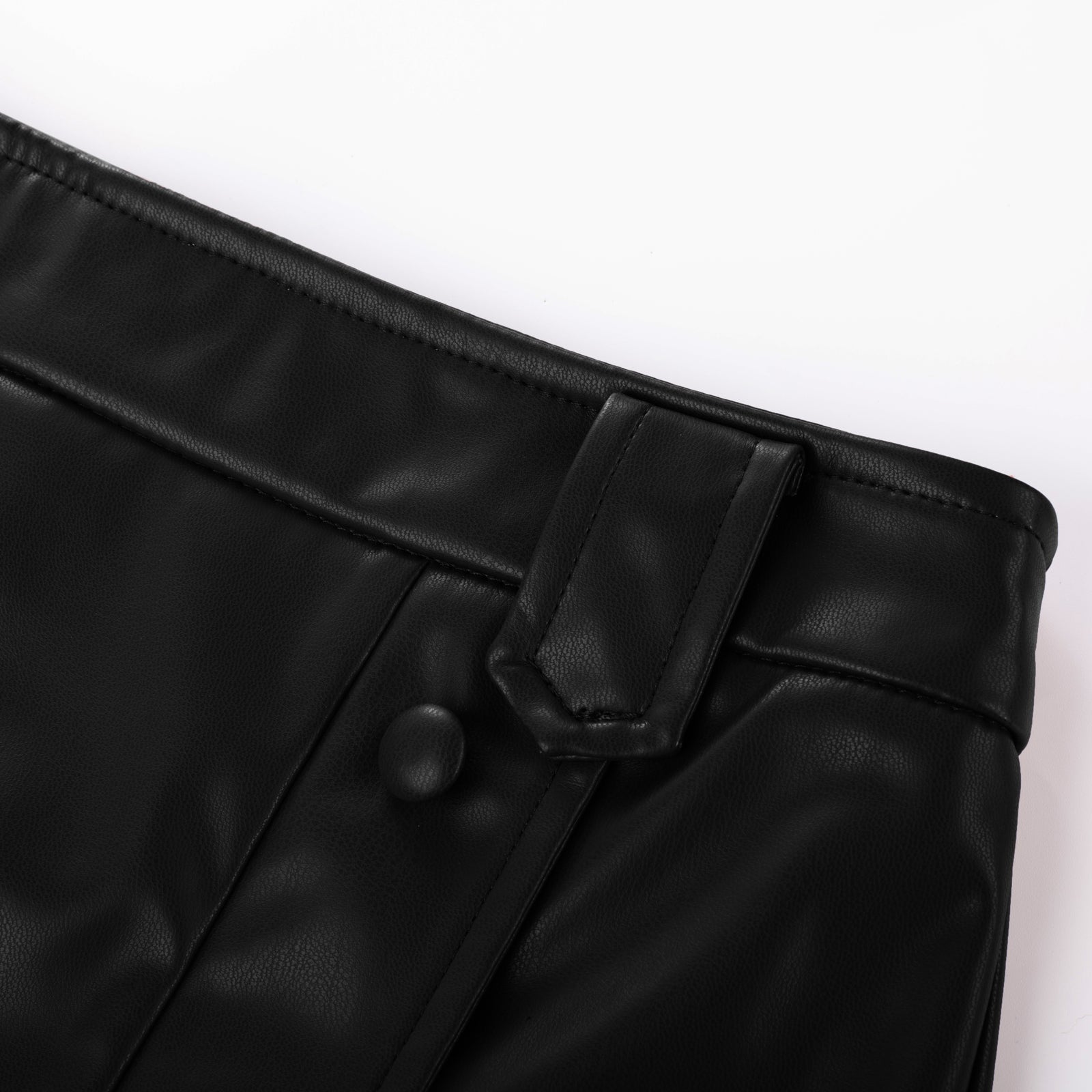 belle poque Women Vintage Imitated Leather Skirt Elastic Waist Mid-Thigh Bodycon Skirt