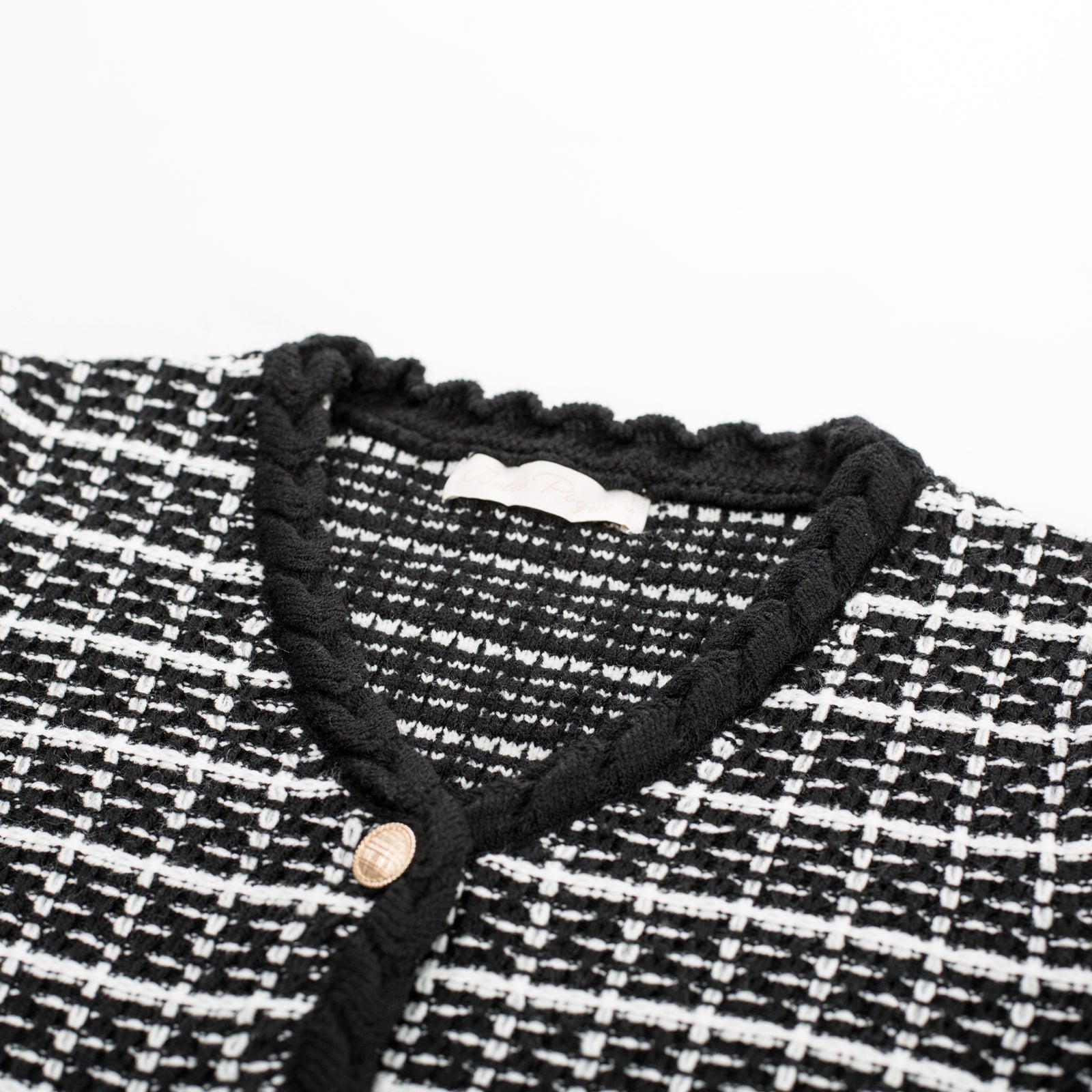 belle poque Contrast Color Cardigan Long Sleeve V-Neck Cable Knitted Sweater