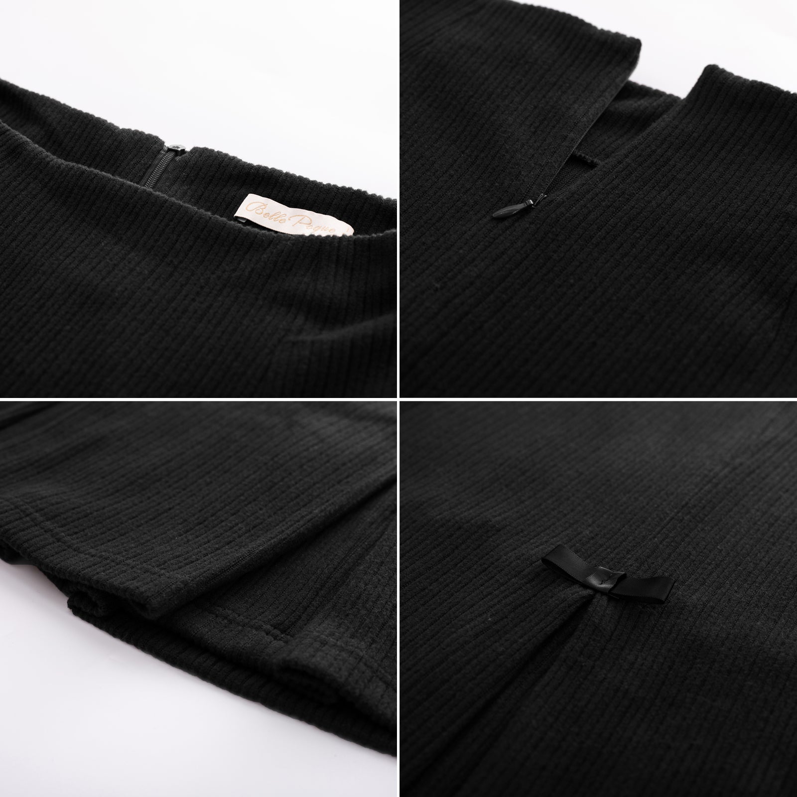 belle poque Vintage Corduroy Skirt High Waist Below Knee Bodycon Skirt