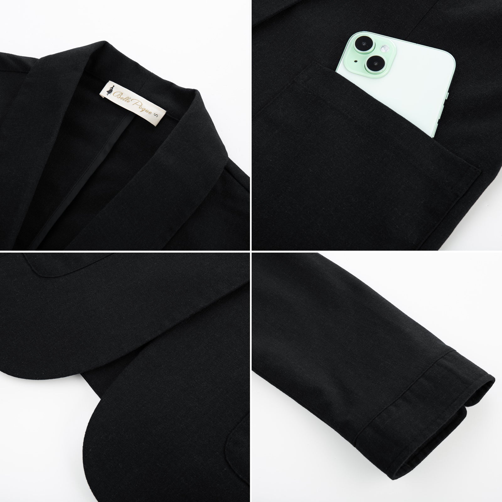 belle poque BP Women Vintage Shawl Lapel Blazer Coat OL One-Button Back Slit Suit Coat