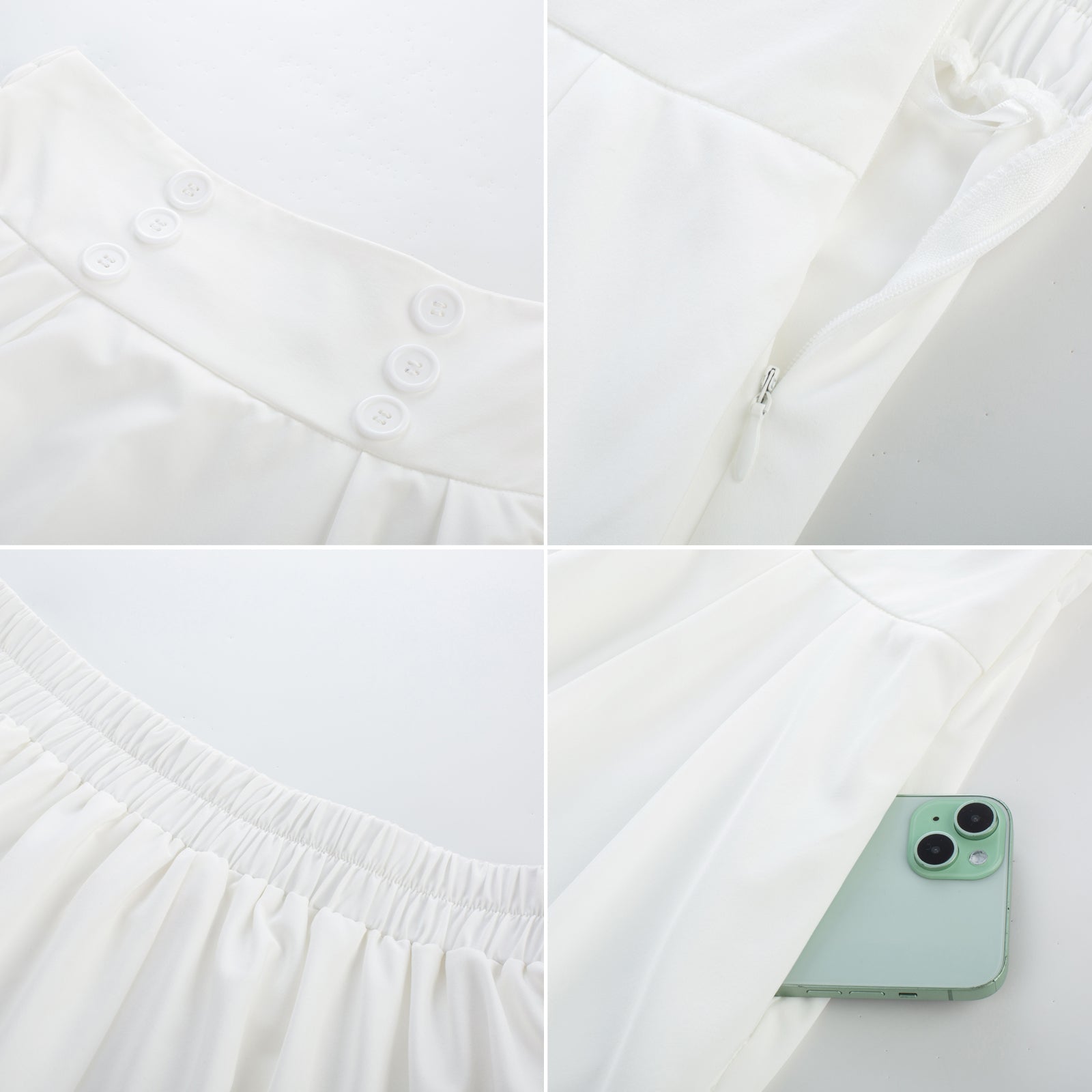 belle poque BP Women Vintage Swing Skirt Elastic Waist Button Decorated Flared A-Line Skirt