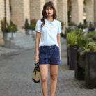 belle poque 2026 Women Jean Shorts High Waisted Micro Cargo Denim Shorts