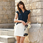 belle poque Women's Ruffle Sleeve Cotton Shirts Button Down Blouses Dressy Casual Tops