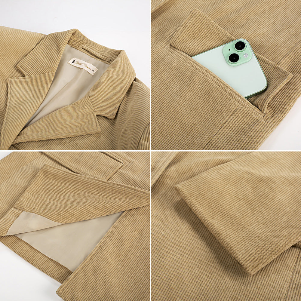 belle poque Women's Winter Corduroy Blazer Jackets Fall Work Office Jacket Coats