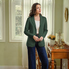 belle poque Vintage Cardigan Sweater Blazer V Neck Shawl Lapel Collar with Pockets