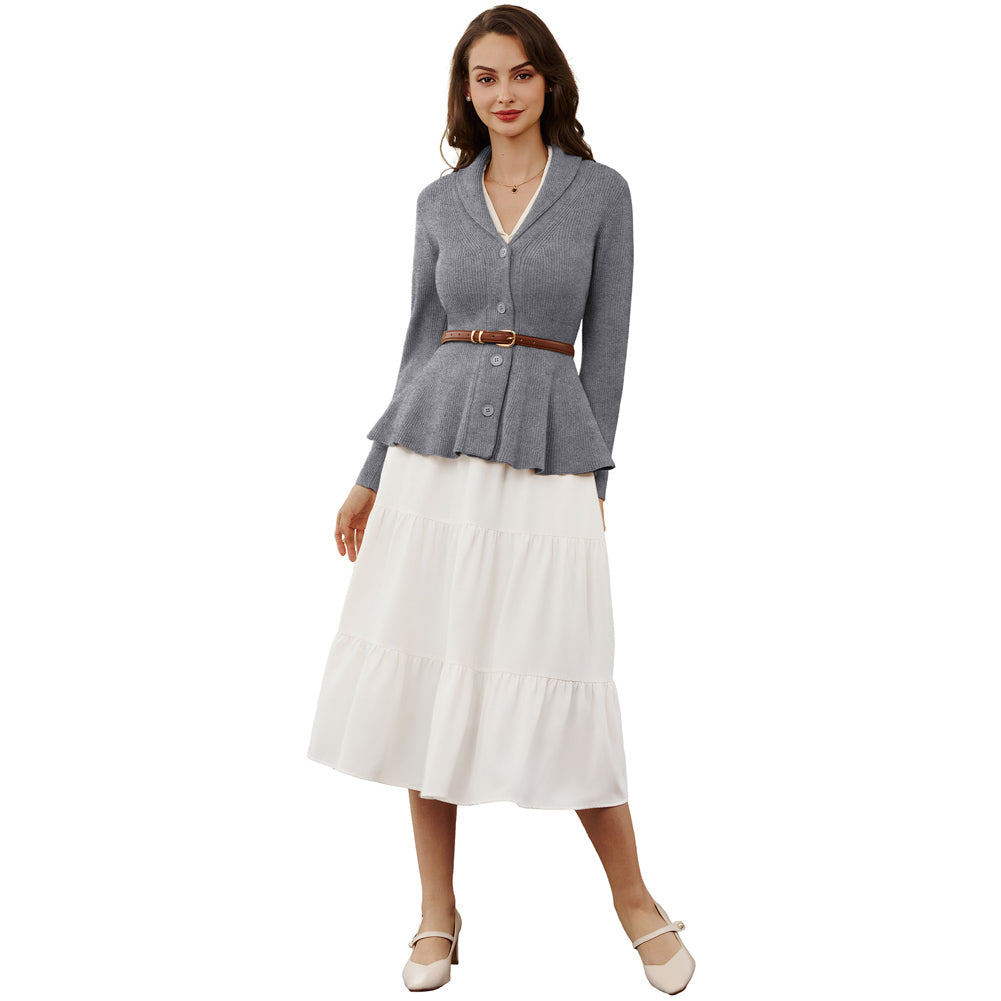 belle poque Vintage Cardigan Sweater Shawl Lapel Button Down Sweater Outwear Coat