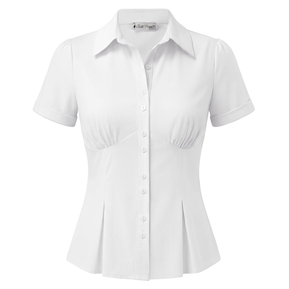 belle poque 2026 Womens Button Down Summer Cute Tops Blouses for Women Dressy Casual White