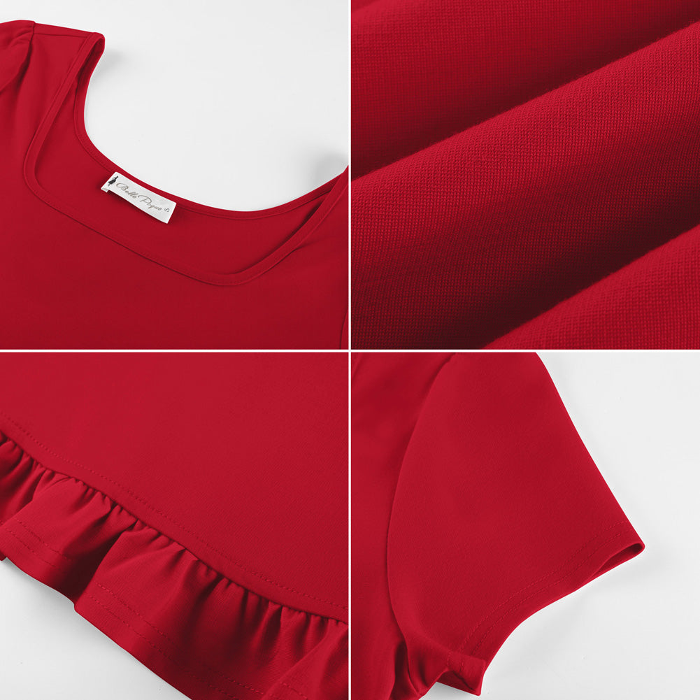 belle poque 2026 Spring Summer Ruffles Cute Tops for Women Short Sleeve Crop Tops