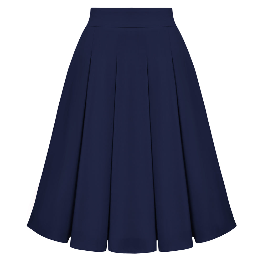 belle poque 2026 Women Spring Vintage Chiffon Skirt Below Knee Flared A-Line Skirt Blue