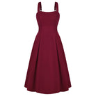 belle poque Women's Midi Dress Semi Formal Elegant Dress for Cocktail Party with Pockets Wine