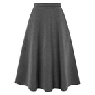 belle poque 1980s Vintage A-Line Midi Skirt Work Business Skirts with Pockets Dark Gray