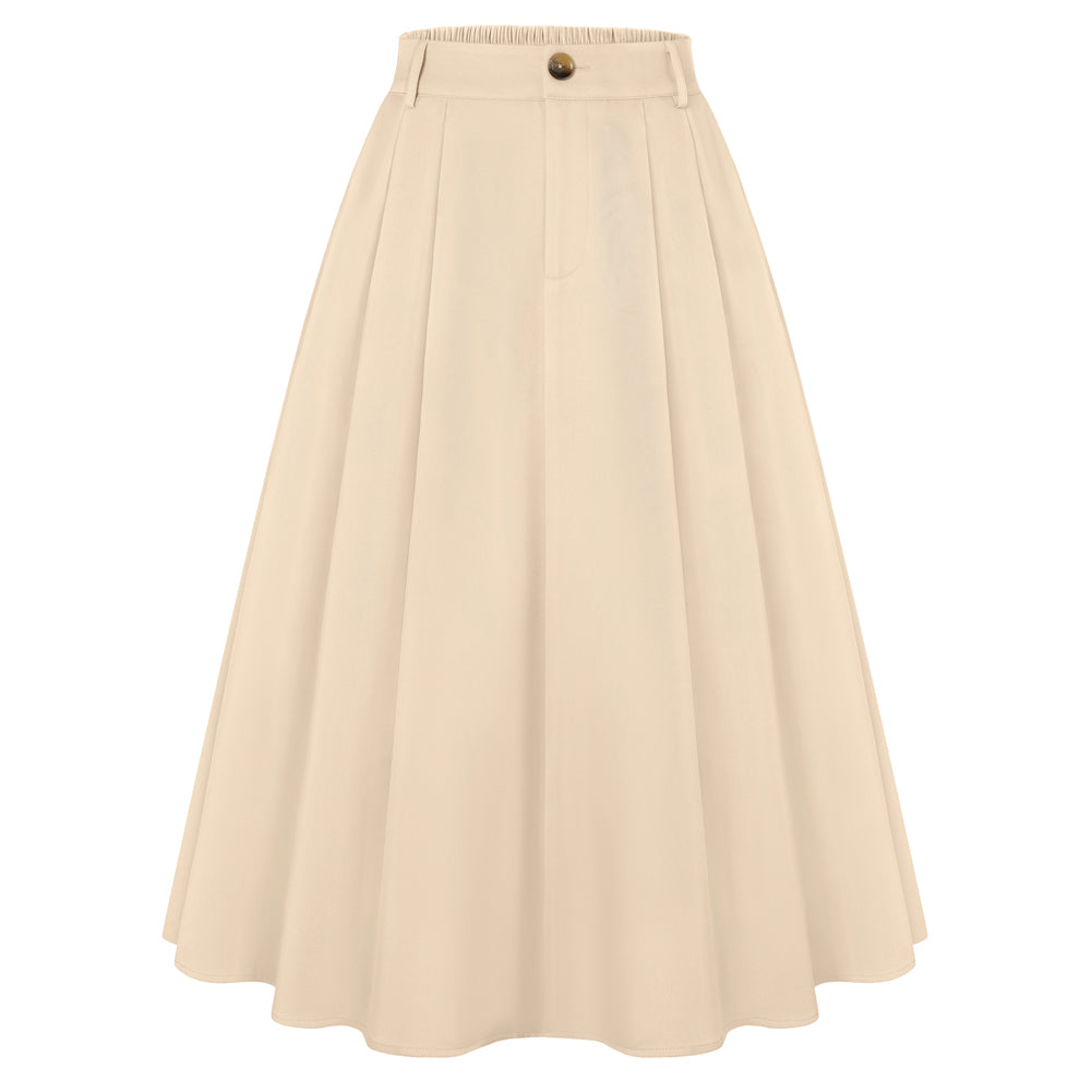 Flowy Skirt with Pockets A Line Midi Skirt for Office Daily