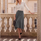 belle poque 1980s Vintage A-Line Midi Skirt Work Business Skirts with Pockets