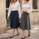 belle poque 1980s Vintage A-Line Midi Skirt Work Business Skirts with Pockets