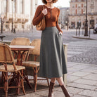 belle poque 1980s Vintage A-Line Midi Skirt Work Business Skirts with Pockets