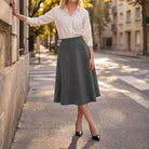 belle poque 1980s Vintage A-Line Midi Skirt Work Business Skirts with Pockets