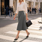 belle poque 1980s Vintage A-Line Midi Skirt Work Business Skirts with Pockets