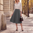 belle poque 1980s Vintage A-Line Midi Skirt Work Business Skirts with Pockets
