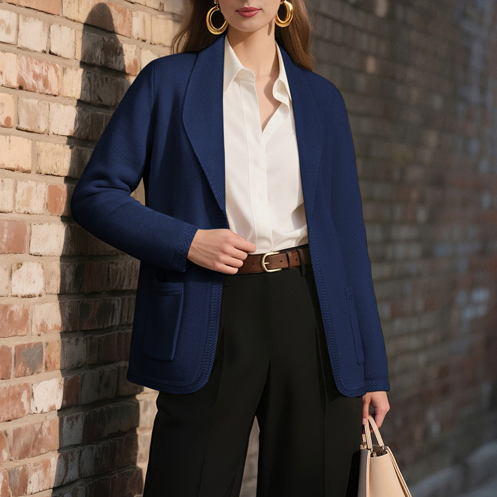 belle poque Vintage Cardigan Sweater Blazer V Neck Shawl Lapel Collar with Pockets